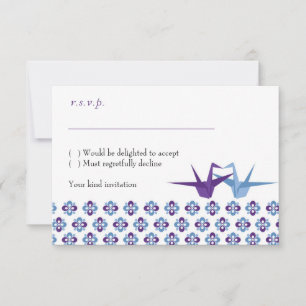 Origami Cranes (Lila blau) RSVP-Karten mit Umwickl RSVP Karte