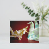 Origami Cranes: Postcard Postkarte (Stehend Vorderseite)