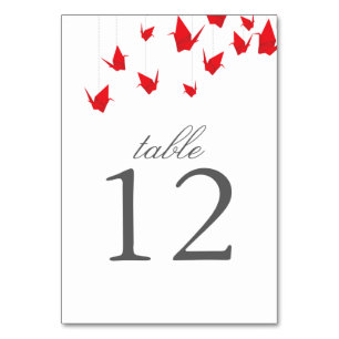 Origami Cranes Tischnummer Card