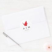 Origami Cranes Wedding Monogram Runder Aufkleber (Umschlag)