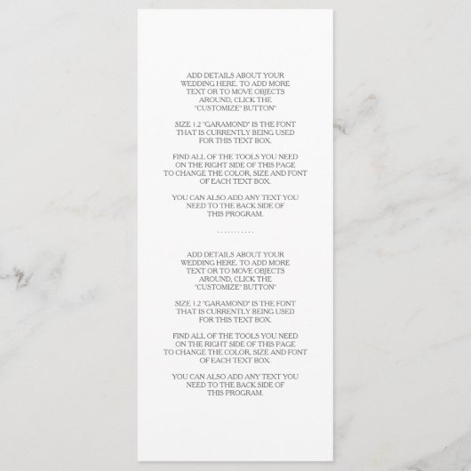 Origami Cranes Wedding Program Programm (Rückseite)