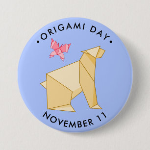 Origami Day, Bär und Schmetterling Button