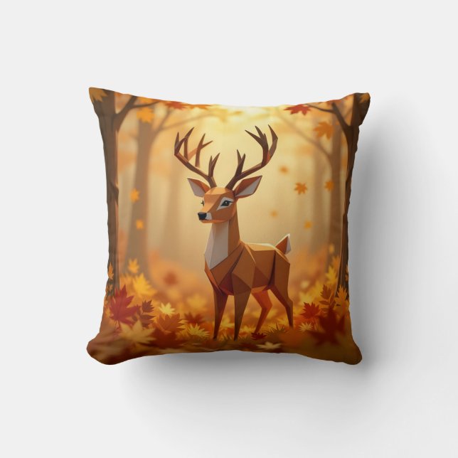 Origami Deer Fall und Herbst-Throw-Kissen Kissen (Vorderseite)
