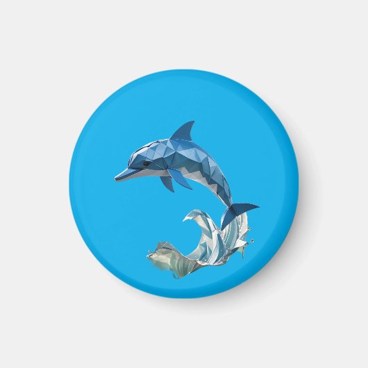 Origami-Delfin blau Magnet (Vorne)
