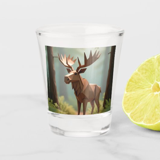 Origami-Elch  Schnapsglas (Vorderseite)