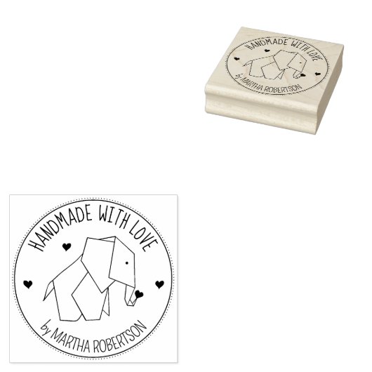 Origami Elephant Custom Handmade mit Liebe, Gummistempel (Stempel)