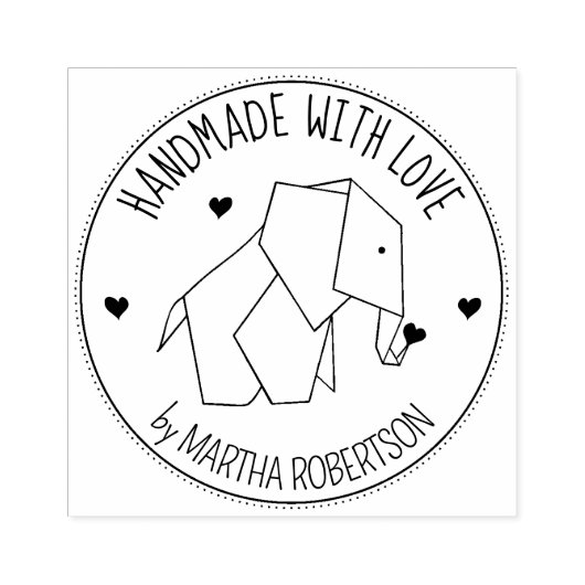 Origami Elephant Custom Handmade mit Liebe, Gummistempel (Prägung)