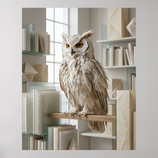 Origami-Eulen-Bibliothek Poster (Vorne)