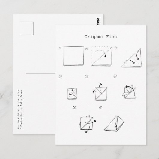 Origami Fish Postkarte (Vorne/Hinten)