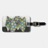 Origami Fortune Teller auf geometrischem Papier Gepäckanhänger (Vorderseite horizontal)