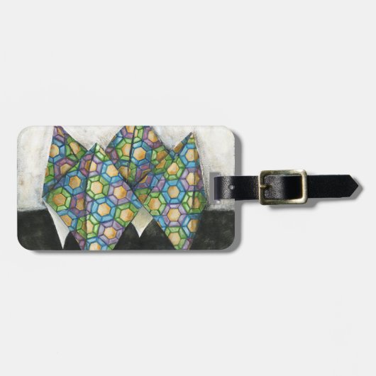 Origami Fortune Teller auf geometrischem Papier Gepäckanhänger (Vorderseite horizontal)