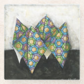 Origami Fortune Teller auf geometrischem Papier Glasuntersetzer (Vorderseite)