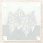 Origami Fortune Teller auf geometrischem Papier Glasuntersetzer (Rückseite)