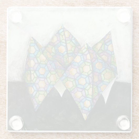 Origami Fortune Teller auf geometrischem Papier Glasuntersetzer (Rückseite)