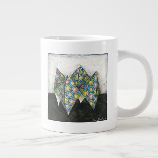 Origami Fortune Teller auf geometrischem Papier Jumbo-Tasse (Rechts)