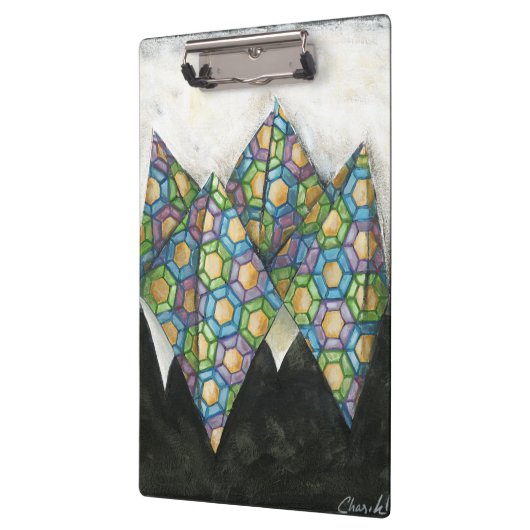 Origami Fortune Teller auf geometrischem Papier Klemmbrett (Links)