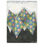 Origami Fortune Teller auf geometrischem Papier Klemmbrett (Rückseite)