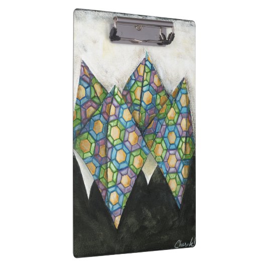 Origami Fortune Teller auf geometrischem Papier Klemmbrett (Rechts)