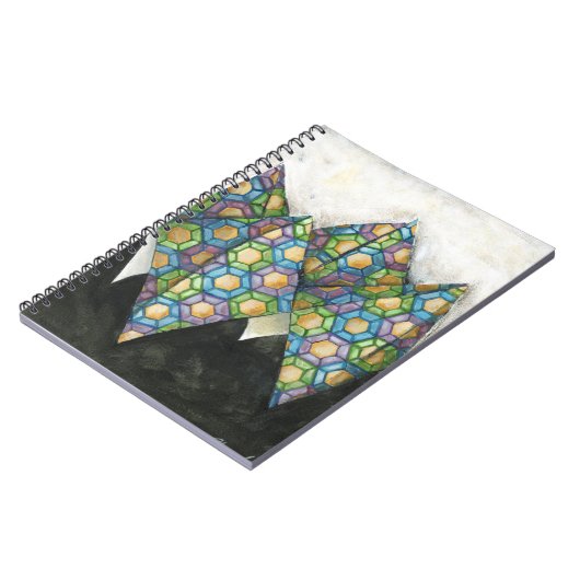 Origami Fortune Teller auf geometrischem Papier Notizblock (Linke Seite)