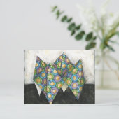 Origami Fortune Teller auf geometrischem Papier Postkarte (Stehend Vorderseite)