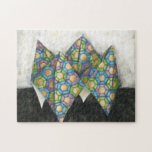 Origami Fortune Teller auf geometrischem Papier Puzzle (Horizontal)