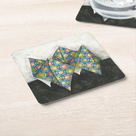 Origami Fortune Teller auf geometrischem Papier Rechteckiger Pappuntersetzer (angewinkelt)