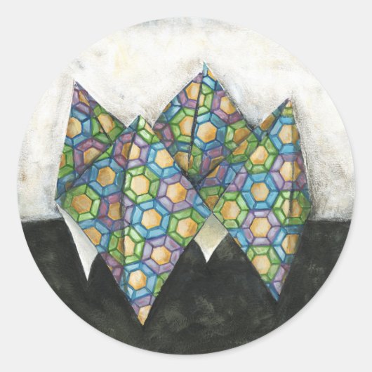 Origami Fortune Teller auf geometrischem Papier Runder Aufkleber (Vorderseite)