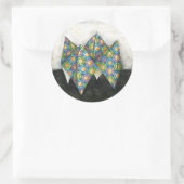 Origami Fortune Teller auf geometrischem Papier Runder Aufkleber (Tasche)