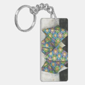 Origami Fortune Teller auf geometrischem Papier Schlüsselanhänger (Vorderseite links)