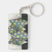 Origami Fortune Teller auf geometrischem Papier Schlüsselanhänger (Rückseite)