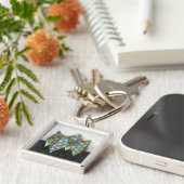 Origami Fortune Teller auf geometrischem Papier Schlüsselanhänger (Seite)