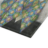 Origami Fortune Teller auf geometrischem Papier Schneidebrett (Ecke)