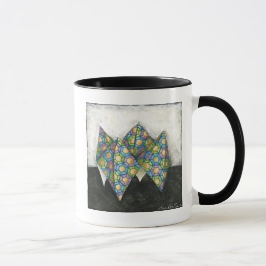 Origami Fortune Teller auf geometrischem Papier Tasse (Rechts)