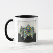 Origami Fortune Teller auf geometrischem Papier Tasse (Links)