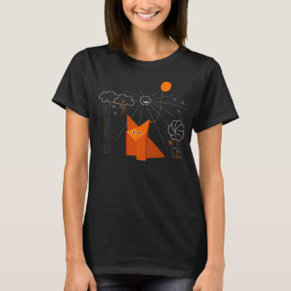 Origami Fox ist glücklich dunkle Frau T-Shirt