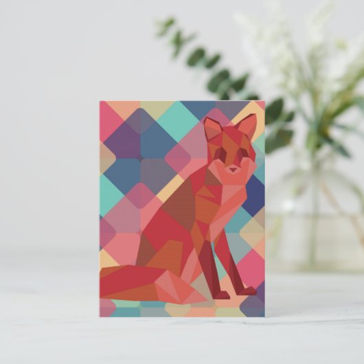 Origami Fox Postkarte (Stehend Vorderseite)