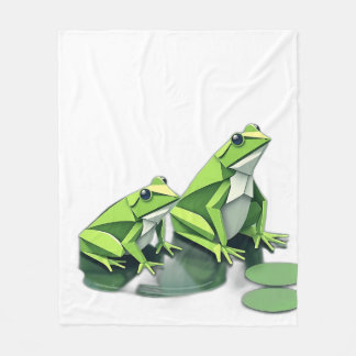 Origami Frogs im geometrischen Stil Fleecedecke