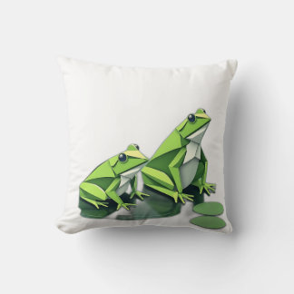 Origami Frogs im geometrischen Stil Kissen