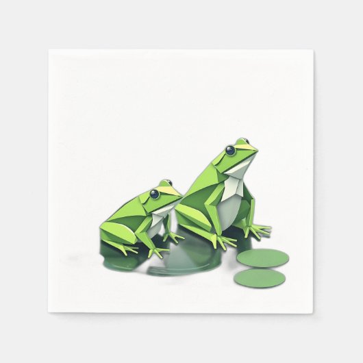 Origami Frogs im geometrischen Stil Serviette (Vorderseite)