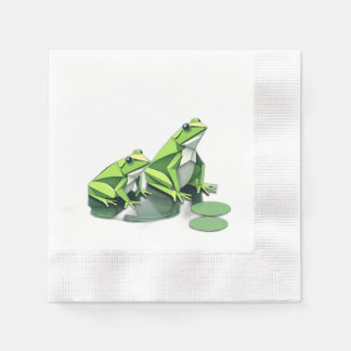 Origami Frogs im geometrischen Stil Serviette