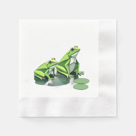 Origami Frogs im geometrischen Stil Serviette (Vorderseite)