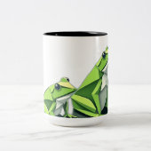 Origami Frogs im geometrischen Stil Zweifarbige Tasse (Mittel)