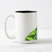 Origami Frogs im geometrischen Stil Zweifarbige Tasse (Links)
