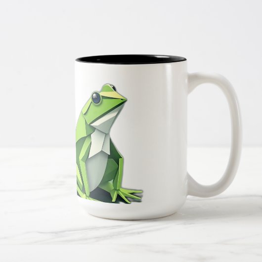 Origami Frogs im geometrischen Stil Zweifarbige Tasse (Rechts)