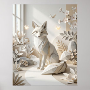 Origami Fuchs Papiergarten Poster