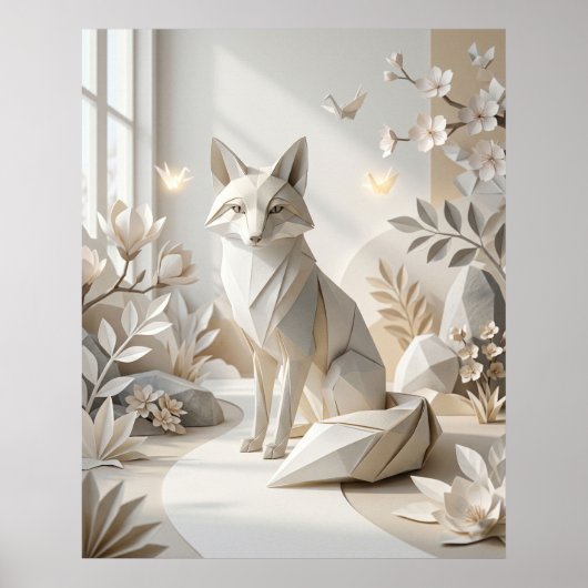Origami Fuchs Papiergarten Poster (Vorne)