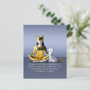 Origami Gold Foil Yoga Meditating Catwoman und Cat