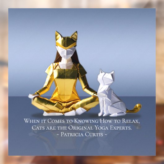 Origami Gold Foil Yoga Meditating Catwoman und Cat Fensteraufkleber (Blatt 2)
