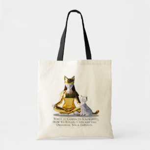 Origami Gold Foil Yoga Meditating Catwoman und Cat Tragetasche