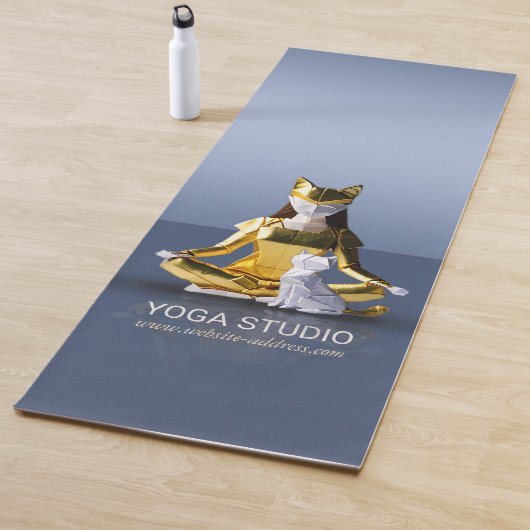 Origami Gold Foil Yoga Meditating Catwoman und Cat Yogamatte (Beispiel)